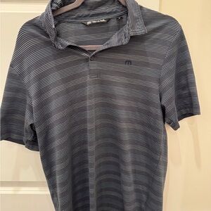 Travis Mathew Black Navy and White Striped Polo